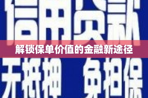 文成解锁保单价值的金融新途径