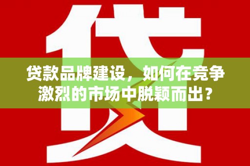 文成贷款品牌建设，如何在竞争激烈的市场中脱颖而出？