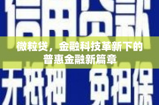 文成微粒贷，金融科技革新下的普惠金融新篇章
